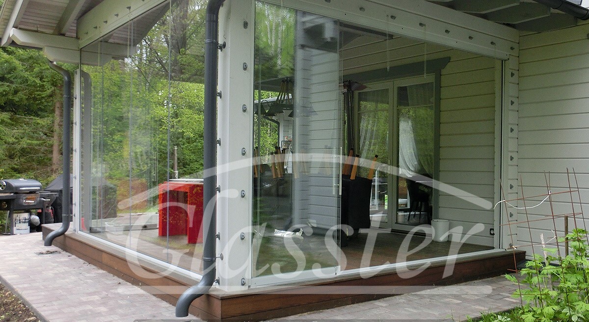 Glasster российский бренд безрамного остекления Ручки скобы на открытых створках остекления